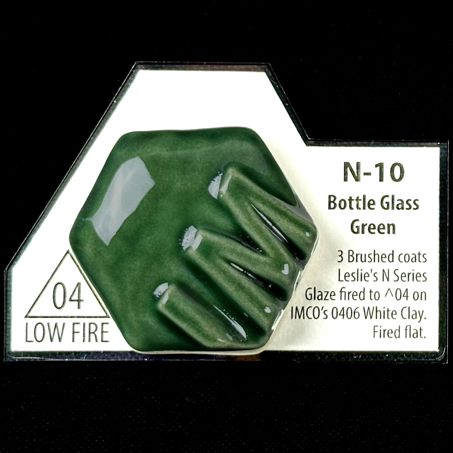 N10 Bottle Glass Green Cone 04/06 Leslie Ceramic Glaze